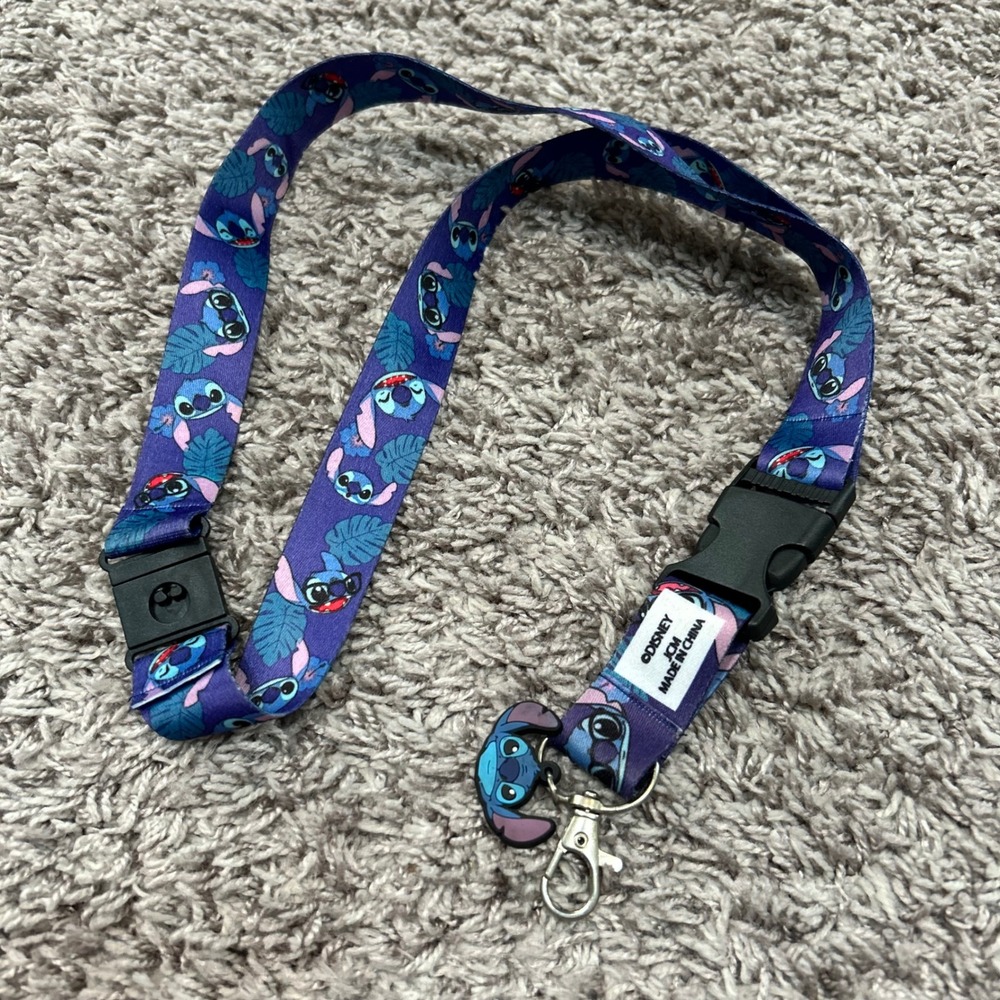 Disney Lilo and Stitch Purple Tropical Lanyard‎ with Rubber Charm and Breakaway